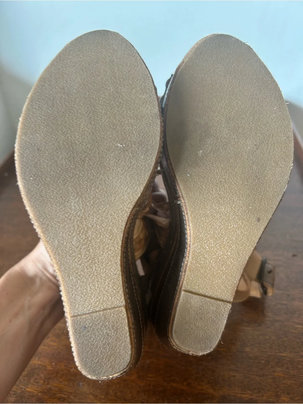 Bed | Stu Jaslyn  Braided Leather Wedge platform Sandals Brown  Tan 8.5